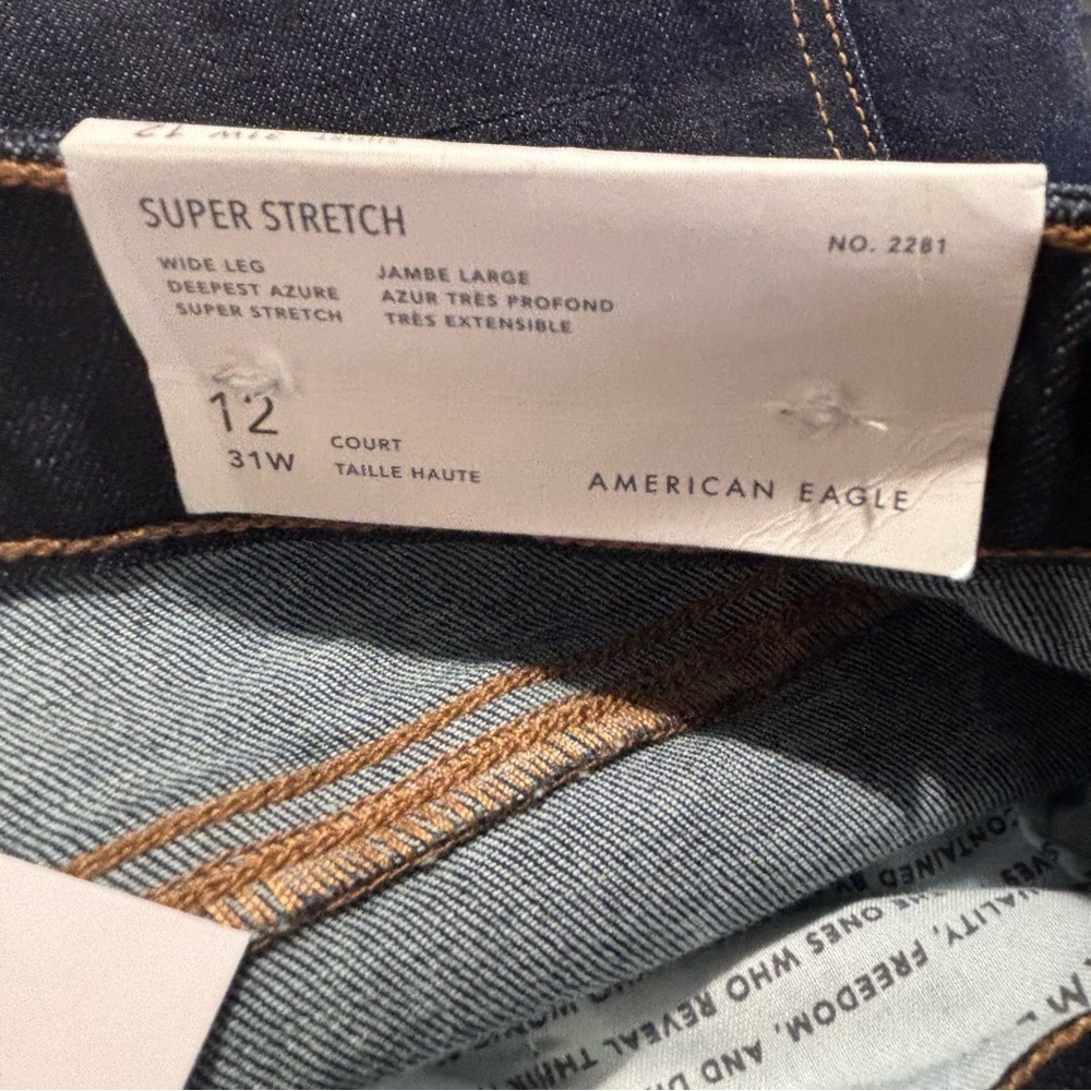 AMERICAN EAGLE SZ 12S Wide Leg Dark Wash Jean Trouser NEW WITH TAG - Picture 10 of 16